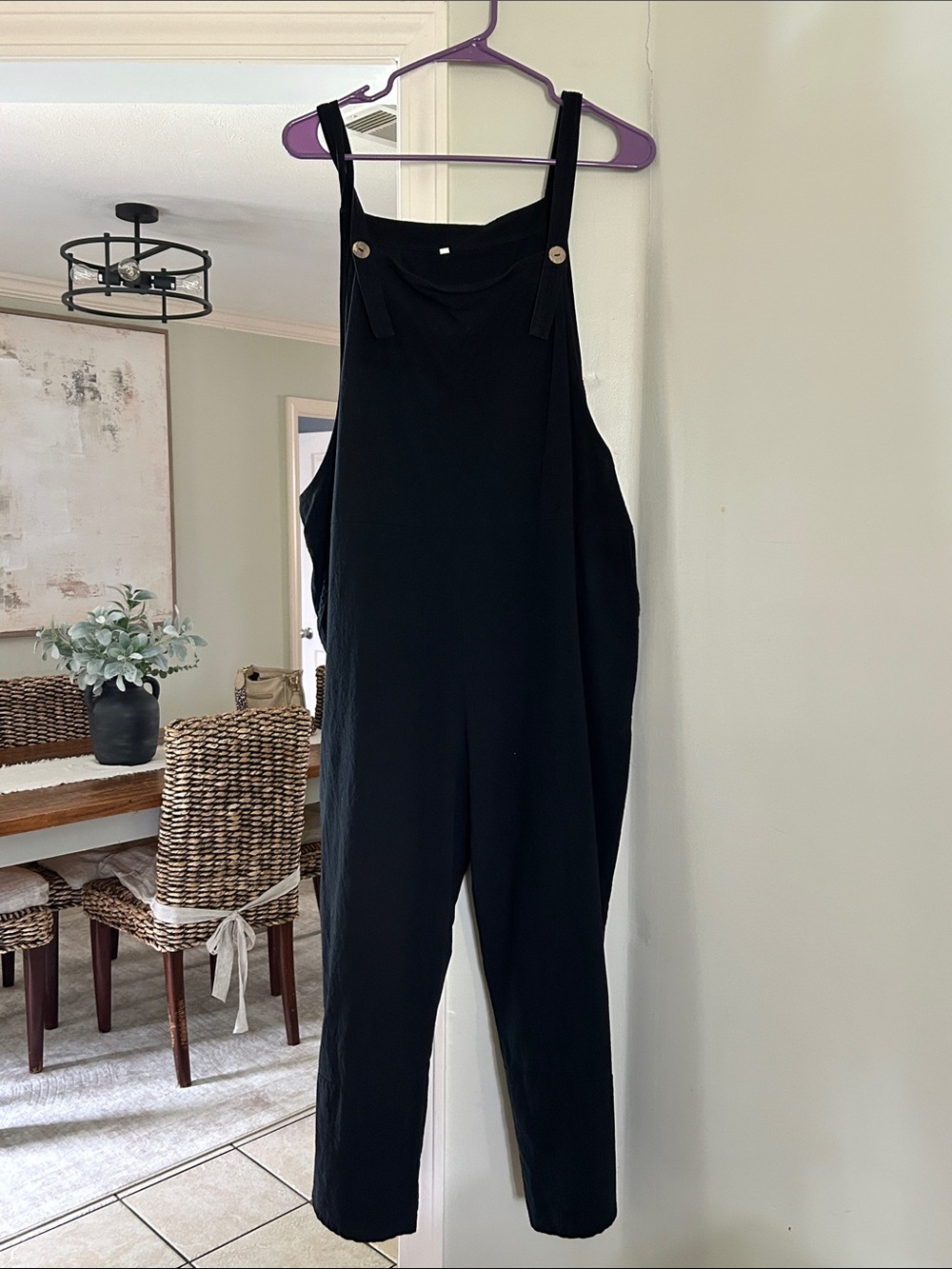 Black Cotton/linen Overalls Jumpsuit